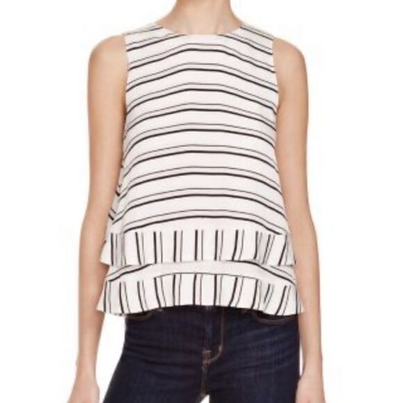 Rebecca Minkoff Marie Striped Flyaway Back Top - Picture 3 of 9